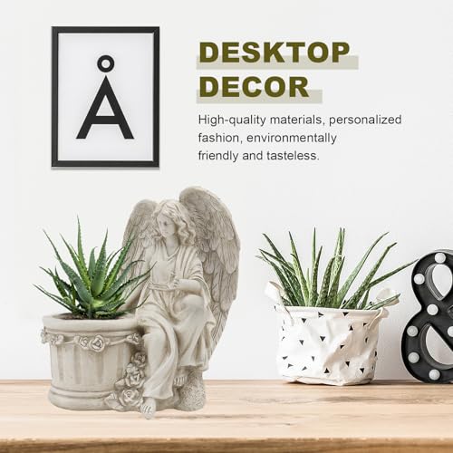 Statue d'ange pot de fleurs résine résistant aux intempéries extérieur