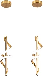 Gold Led Pendant Light Fixtures,6000K Cool White Modern Pendant Lights for Kitchen Island,Adjustable Kitchen Island Light Fixture for Dining Room Bedroom Sink, 1 Pack (Gold, 2 Packs)