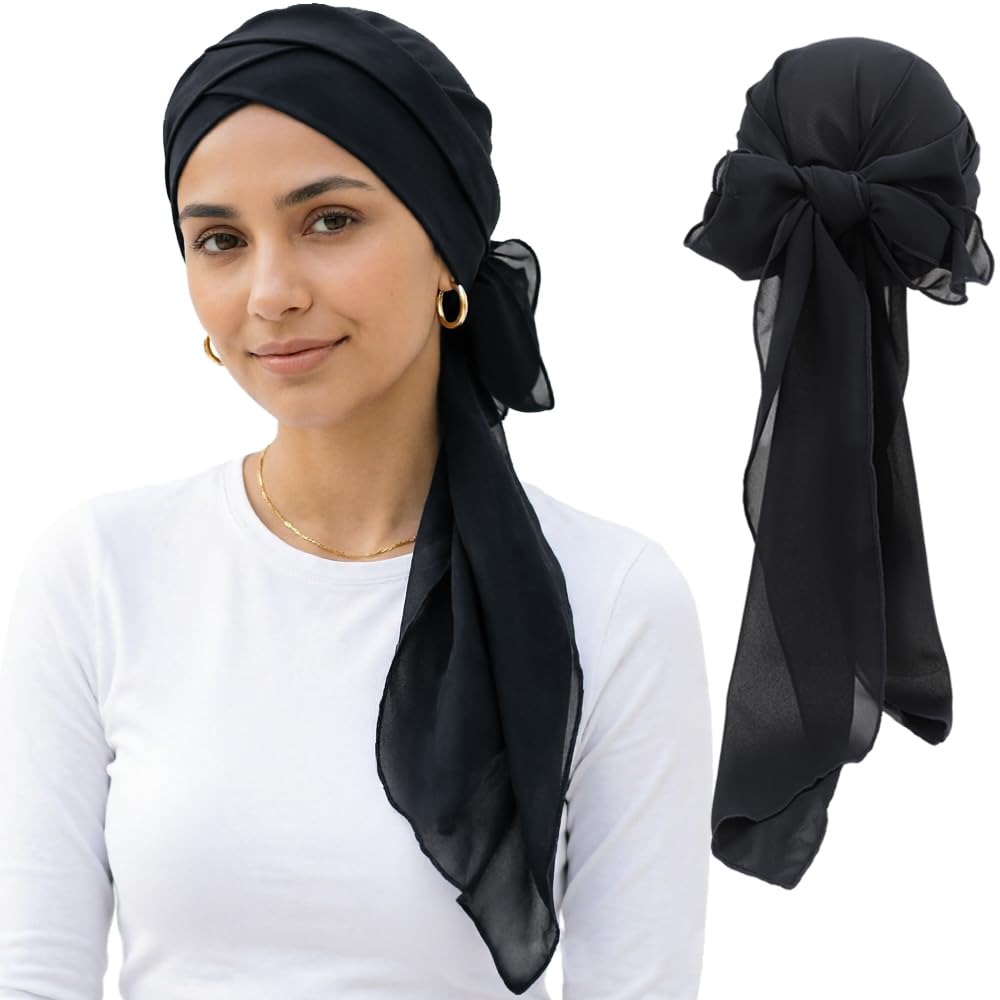 DRESHOW Turban Headwrap for Women Long Hair Head Scarf Headwraps Chemo Headwear Lightweight Hair Loss Covering Hat