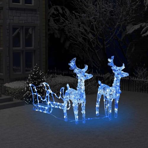 ACAGALA Rentiere Schlitten Weihnachtsdekoration 160 LEDs, Acryl...