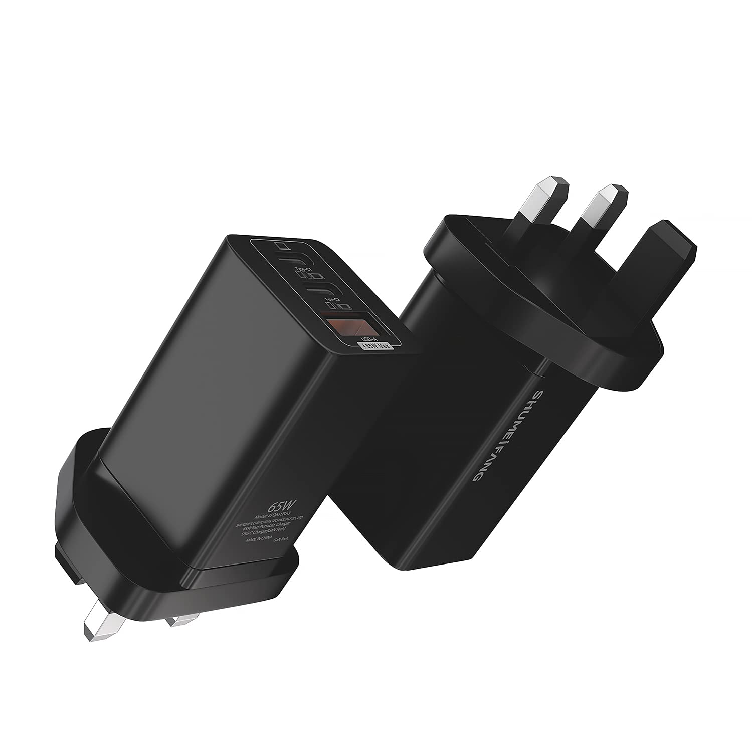 ONETEKS USB C Plug, 65W GaN Wall Charge with 3-Port for MacBook Pro/Air, iPad Pro, iPhone 15 / Pro, Galaxy S23 / S22, Note20, Pixel, Apple Watch and More, Black