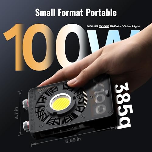 Image of ZHIYUN MOLUS X100 Combo V2 Upgraded Version LED Video Light,Portable 100W 2700K-6500K CRI 95+ TLCI 97+ Bluetooth Brightness Control Continuous Output Lighting for Photography Studio Light