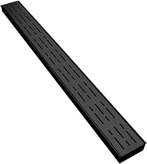 Channel Drain Outside 4 Inch Wide Trench Drain System for Gravel Driveway/Concrete, Rectangular Linear Shower Floor Drain(Black,L 1m/3.3ft)