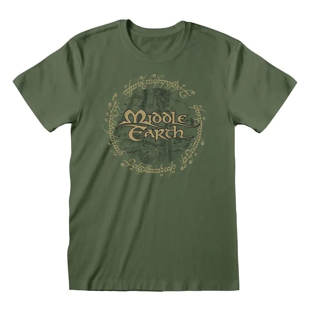 The Lord Of The Rings Men's Green Lord Of The Rings Middle Earth Adults T-Shirt - X Large