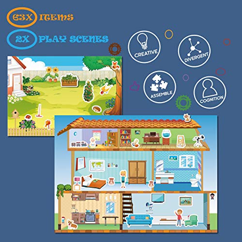 image for GRANDLMOON Magnetic Portable Playboard Doll House Family Magnets for T