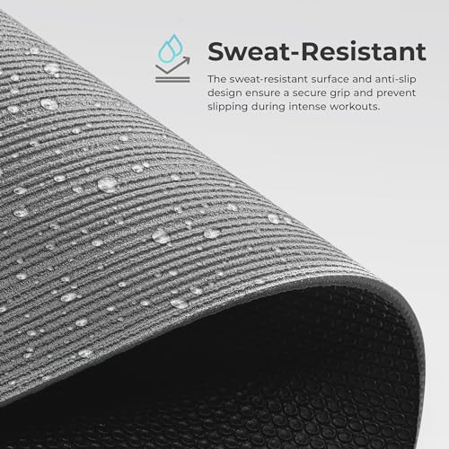 Sunny Health & Fitness Anti-Slip Dual Color Exercise Yoga Mat 6mm Thick Non-Slip Fitness Mat for Standard or Hot Yoga, Pilates, and Floor Workouts - 71 x 24 Inches (Grey) - SF-EM02-GY by Sunny Health & Fitness - Image 2