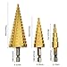 3Pcs HSS Titanium Coated Step Drill Bit Set with Automatic Center Punch, 1/4