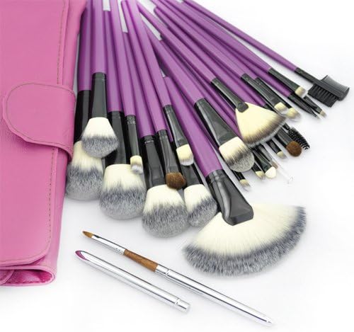 Silky Natural Hairs New Arrival Purple Professional 24-Piece Makeup Cosmetics Brush Set