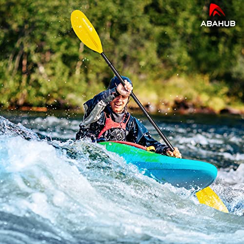 Abahub 1 X Kayak Paddles, 90.5 Inches Kayaking Oars For Boating, Canoeing With Free Paddle Leash, Aluminum Alloy Shaft Yellow Plastic Blades #TOP5
