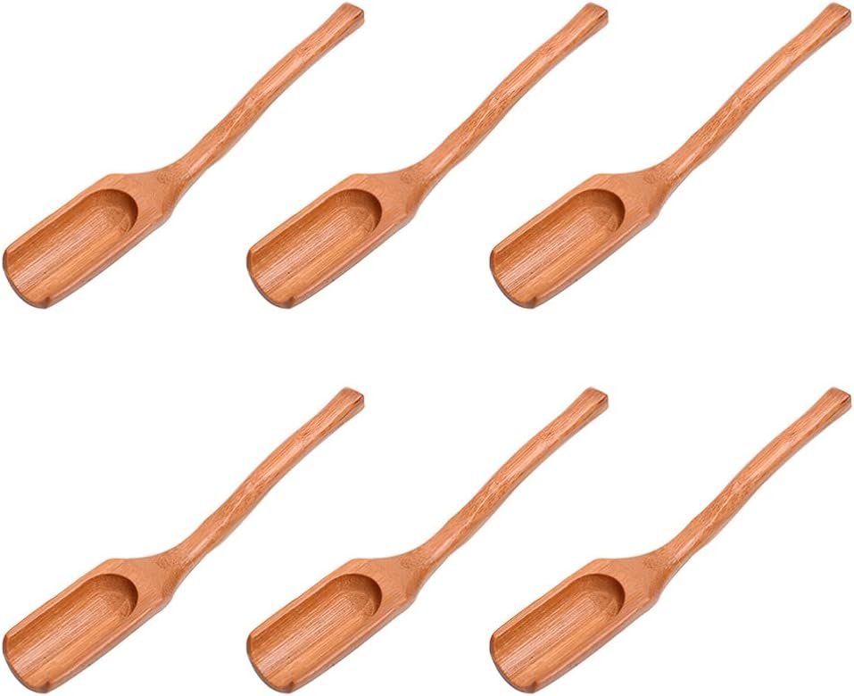 Cabilock 6pcs Tea Spoons Handle Curved Scoops for Tea Leaves for Restaurant Use Ergonomic Design and Decorative Texture