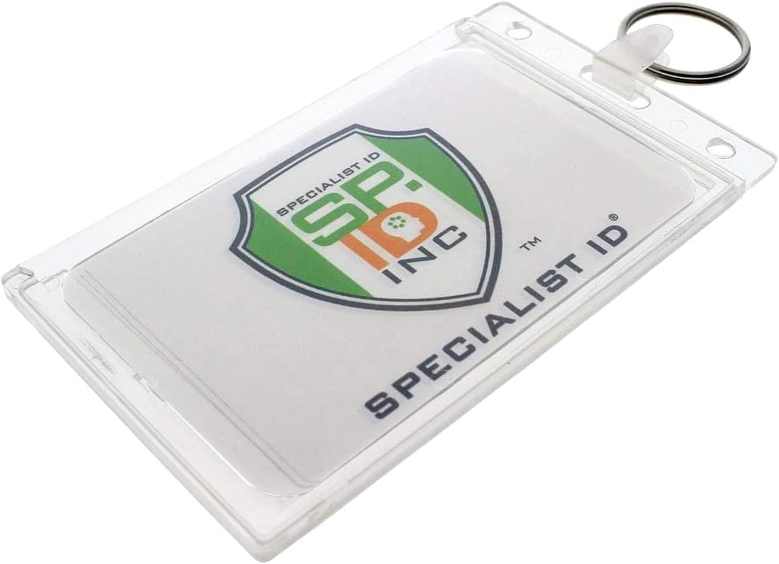 Specialist ID Rigid Fuel Card Holder with Key Ring - Clear Hard Plastic Card Protector Keychain for Fleet, Gas Cards