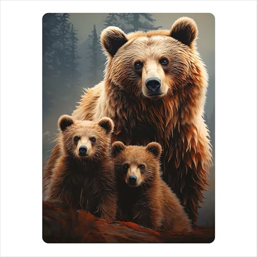 3D LiveLife Magnet - The Three Grizzly Bears from Deluxebase. Lenticular Wild Animal Refrigerator Magnet. Decorative 3D Bear Flat Magnets. Cute Small Magnets for Fridge, Dishwasher and Whiteboard.