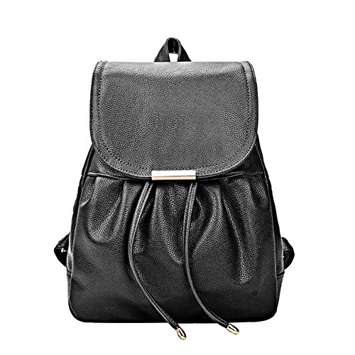Sac d'école et de voyage en PU noir avec bretelles confortables pour femme
