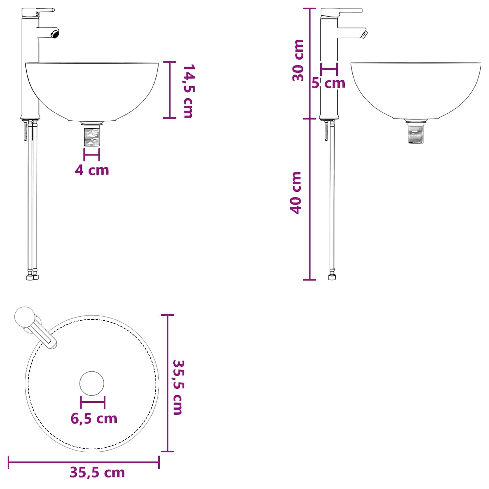 Lavabo da parete in rovere Artisan con lavandino, 49,5 x 41 x 64,5 cm, mobile da bagno in legno con vano portaoggetti e facile montaggio, per ospiti WC e bagno