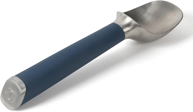 Cuchara para helado Calphalon Edge, pala para helado de acero inoxidable con mango ergonómico, cuchara resistente para helado duro, helado y postres congelados, azul marino