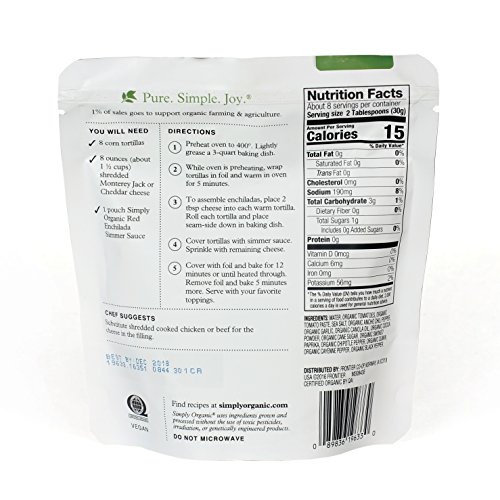 Simply Organic Red Enchilada Simmer Sauce, Certified Organic | 8 oz | Pack of 6 - Thumbnail 2