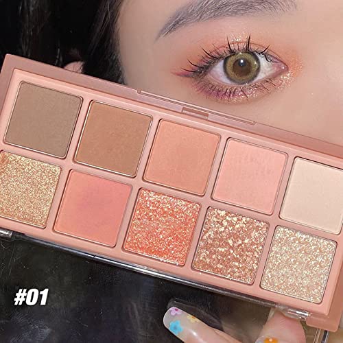 Go Ho 10 Colors Eyeshadow Palette,Matte&Glitter Eyeshadow Makeup,High Pigmented Shades,Naturing-Looking, High Pigment Waterproof Cool Eye Eyeshadow Palette,01 #TOP6