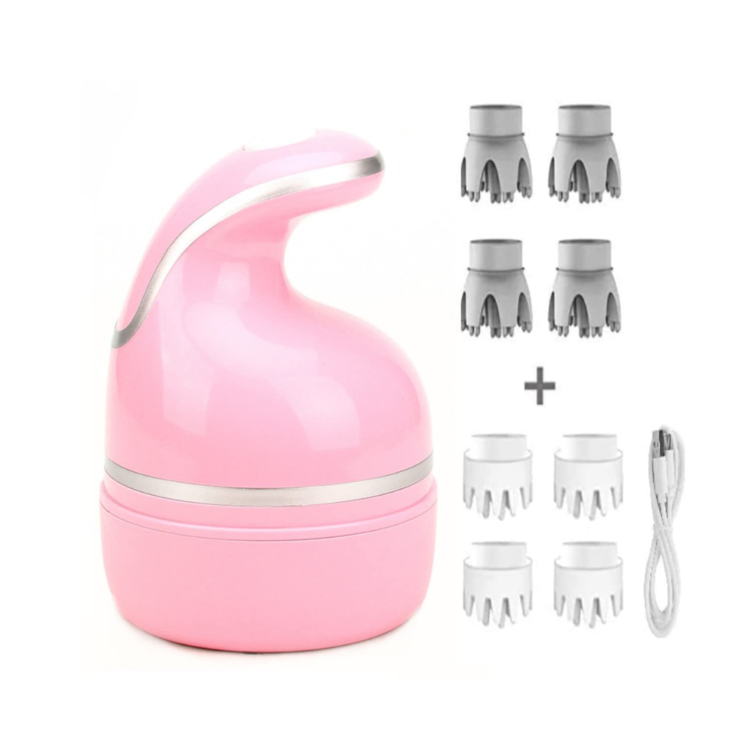 Peng General Electric Scalp Massager 8 Kneading Massage Heads Portable Handheld Hair Massager, Portable Rechargeable Head Massager, Promote for Hair Growth and Stress Relax (Pink)