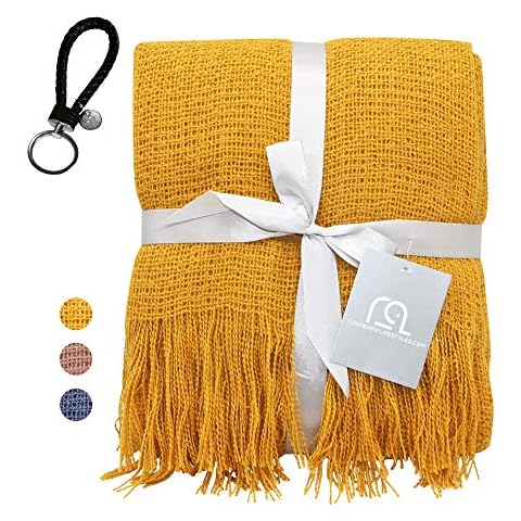 Contempo Lifestyles Gold Throw Blanket – 50 x 60-inch Faux Mohair Couch Throw Blanket,Gold Cover