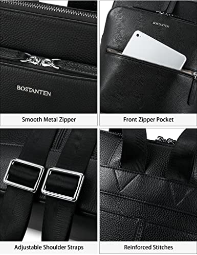 Bostanten Genuine Leather Laptop Backpack Purse For Women Backpack Travel Bag Black #TOP5