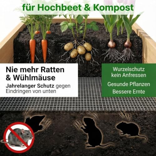 Amagabeli Feuerverzinkter Volierendraht 0.5m X 25m Feinmaschig 12x12mm Wühlmausgitter, Hühnerdraht, Kaninchendraht Für Hochbeet & Maschendrahtzaun Wetterfest
