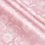 KKJIAF Light Pink Satin Jacquard Fabric - 2 Yard, 60 Inch Wide Shiny Sunflower Pattern Silky Brocade Fabric for Tablecloth, Table Runner, Napkins, Dress, Bedding Sheet, DIY Crafts