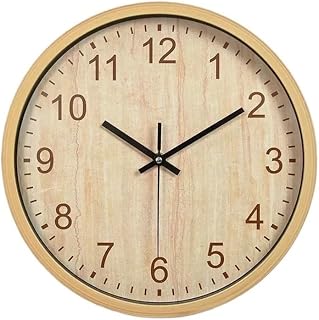 Decorative 8 Inch Living Room Creative Wooden Wall Clock Mute Non-Ticking Three-Dimensional Suitable for Study Library Bedroom(Batteries not Included) for Office