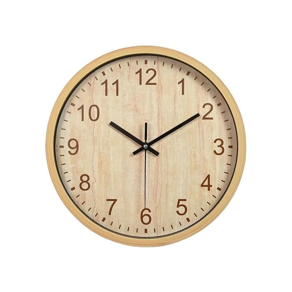 J9V4G6S3B5 Analogue Wall Clock 8 Inch Living Room Creative Wooden Wall Clock Mute Non-ticking Three-dimensional Suitable for Study Library Bedroom(Batteries not included) for Room Decoration