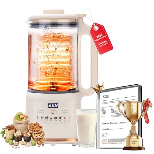 5.0 New Upgraded Nut Milk Maker Machine 10 in 1 nut Milk Maker【NO.1German High-Efficiency Brushless Motor】【TC4 titanium blade】Homemade Almond, Soy, Oats juice, fresh juice Delay Start, Keep Warm