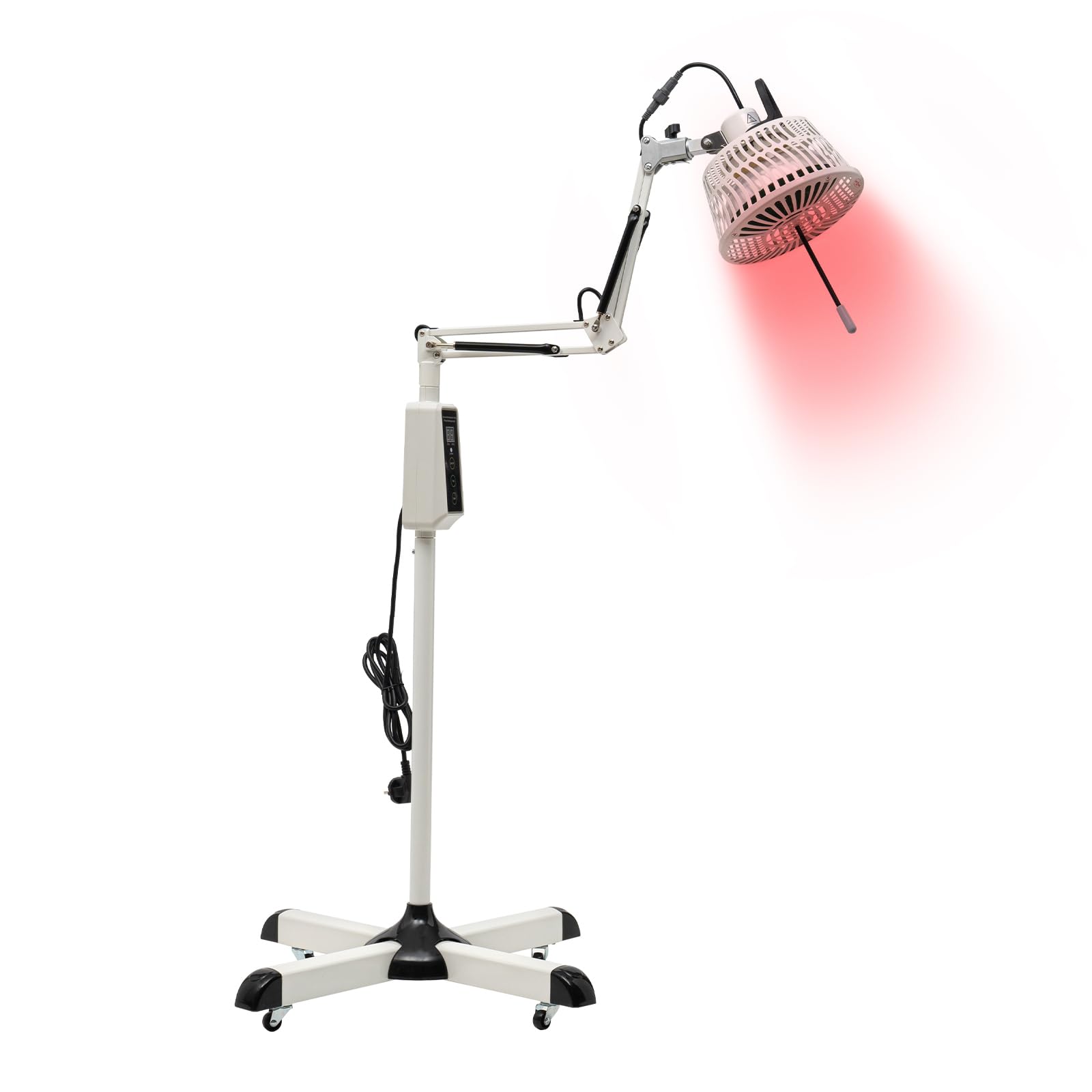 JINPRDAMZ Lampada a infrarossi da 300 W, lampada a raggi infrarossi, luce rossa con ruote, per il recupero, sollievo dal dolore (bianco)