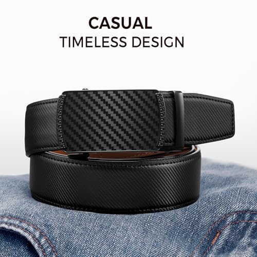 Image of Zitahli Belt Men,Leather Ratchet Belt for Men Dress Casual Every Day with Adjustable Buckle,Trim to Fit For Gift