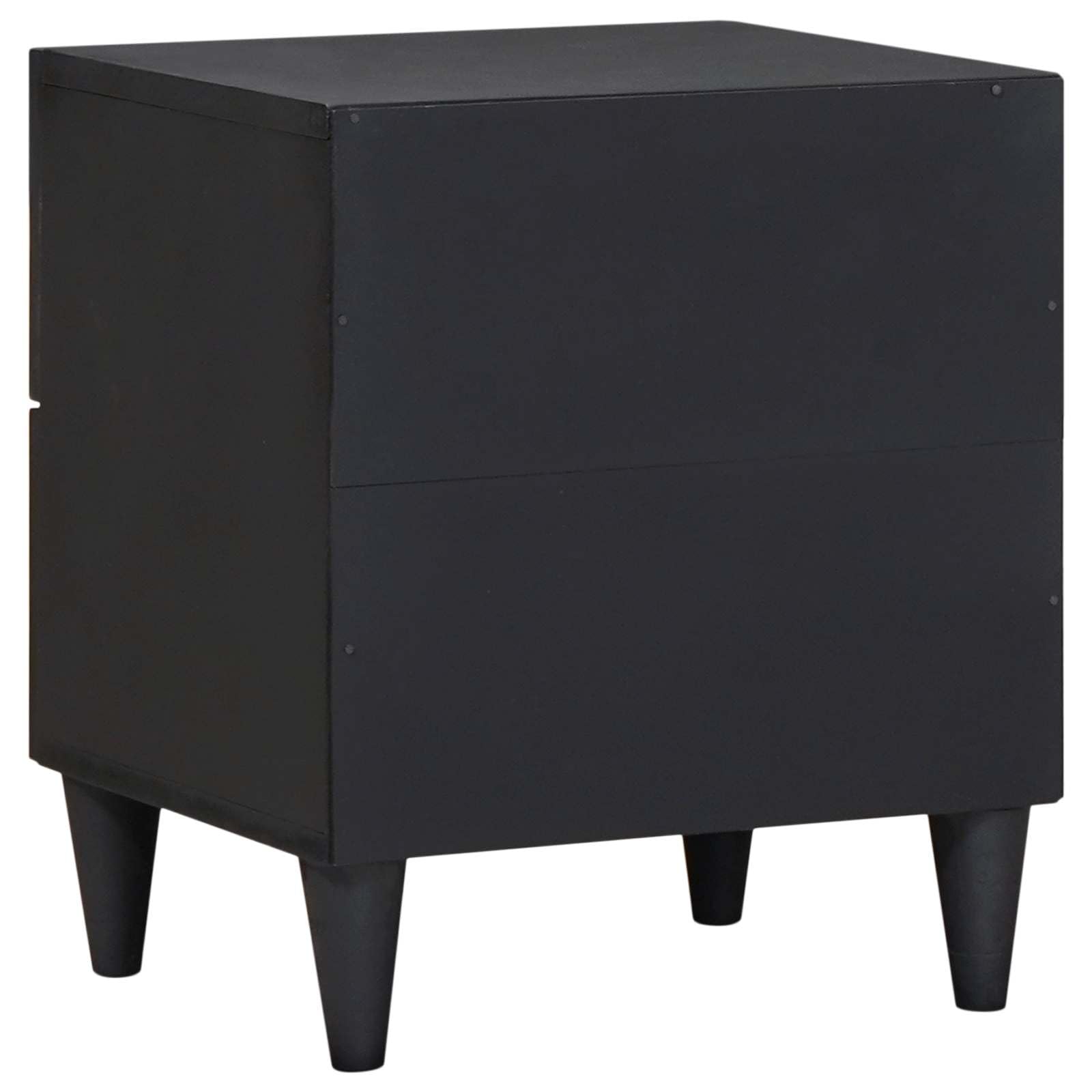 Elegante mesita de noche para dormitorio con botones de latón y cajón de madera maciza de mango en color marrón, diseño moderno con líneas limpias y estampado floral