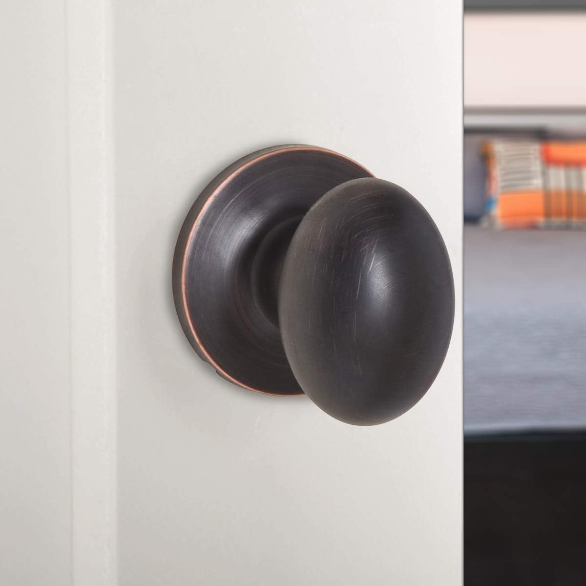 Amazon Basics Closet Door Knob, Oval Egg, Oil Rubbed Bronze