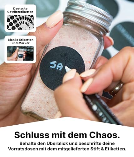 Gewürzgläser Deco Haus eckig mit Schraubkappe im 24er Set