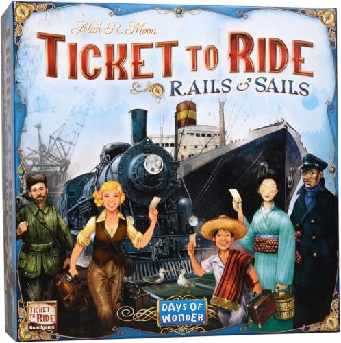 Image of Ticket to Ride Rails & Sails Board Game - Train Route-Building Strategy Game, Family Fun for Kids & Adults, Ages 10+, 2-5 Players, 90-120 Minute Playtime