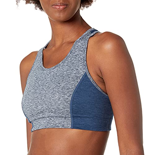Amazon Brand - Core 10 Women's Icon Series - The Dare Devil Sports Bra, navy heather/dark navy heather, Medium