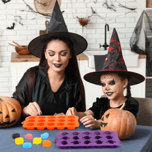 Image of 4 Pcs Halloween Silicone Molds, Halloween Pumpkin Molds, Ghost Chocolate Mold for DIY Cake, Chocolate, Candy, Jelly, Wax Melt, Ice Cubes