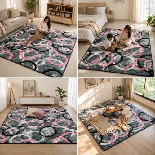 Image of K25 Cotton Floor Bed Mattress with High-Density Foam for Extra Bedding | Lightweight Reversible Portable Rolling Mat for Travel Yoga Outdoor & Camping (Size: 72x72x0.8 Inch, Multicolor)