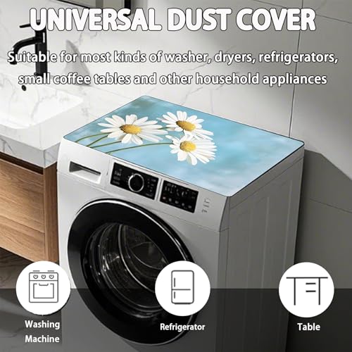 Image of Washer Dryer Top Cover Mat, Non-Slip Laundry Room Decor, Laundry Room Kitchen Appliance Decor Protector Universal 23.6 inchx19.7 inch (Daisies 2)