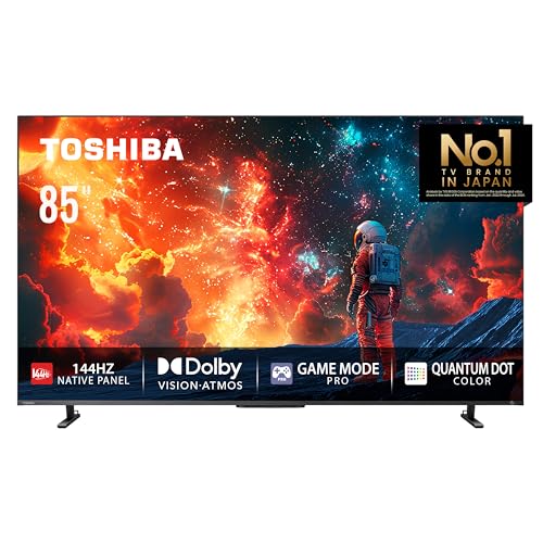 Toshiba 85 inch Native 144Hz VRR QLED Smart TV Z670M -Quantom Dot Colour, AI Piture Optimizer, AI Auto View Pro, AI 4K Upscaling, REGZA Power Audio Pro, Game Mode Pro, Dolby Atmos (2024 Model)