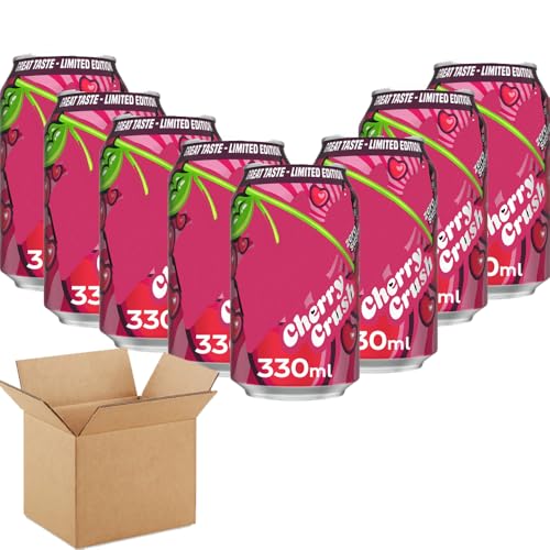 Drr Peper Cherry Crush Zero Sugar Limited Edition Drink Cans 330ml - Sparkling Low Calorie Cherry Flavour Soft Drink (8 x Cans)