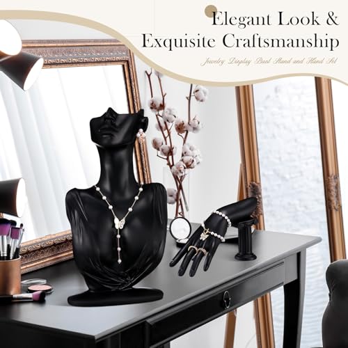 image for Yalikop 4 Pack Resin Jewelry Mannequin Display Set Necklace Earring Di