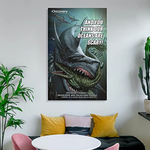 Explore The Megalodon And Prehistoric Sharks Posters Art Wall Canvas Prints Posters For Boys Room Canvas Wall Art Prints For Wall Decor Room Decor Bedroom Decor Gifts 24X36Inch(60X90Cm) Frame-Style #TOP5
