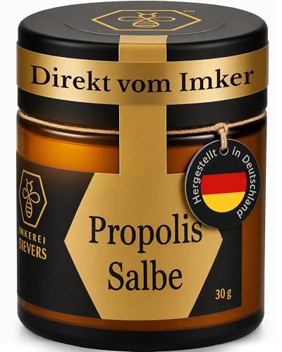 Propolis Salbe 30g - pflegt gereizte & trockene Haut - Bienen Propolis Creme - natürliche Hautpflege bei zu Neurodermitis Akne Ekzem Juckreiz oder Schuppenflechte neigender Haut - Nordbienchen
