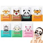 7-Pack Animal Print Sheet Face Mask Set for Kids & Teenage Girls – Hydrating & Moisturizing Skincare, Brightening Facial Masks, Fun Spa Party Supplies & Self Care Gifts