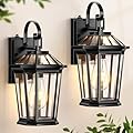 VIANIS Dusk to Dawn Outdoor Wall Lighting, Exterior Light Fixture Wall Mount for House Front Porch Light, Black Anti-Rust Aluminium Modern Outside Coach Lantern with Tempered Glass Shade for Garage