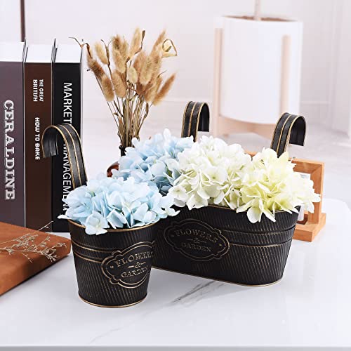 Pergar Vintage Metal Iron Wall Hanging Flower Pots, Rustic Planter Bucket Herb Flower Plant Holder With Detachable Hooks & Drainage Hole For Railing Fence Balcony Deck Garden Home Decoration, Set Of 3 #TOP6