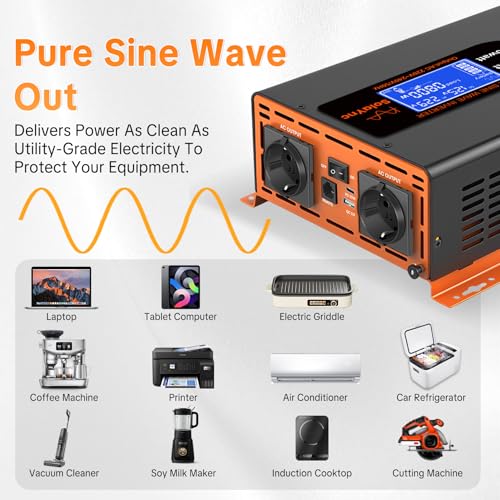Convertisseur 24V 220V Pur Sinus 3000W 6000W Onduleur avec Écran LCD et Télécommande
