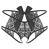 ACSUSS Sissy Mens Sexy Hollow Out Panties Lace Briefs Erotic Lingerie Gay Underwear Nightwear Black One Size