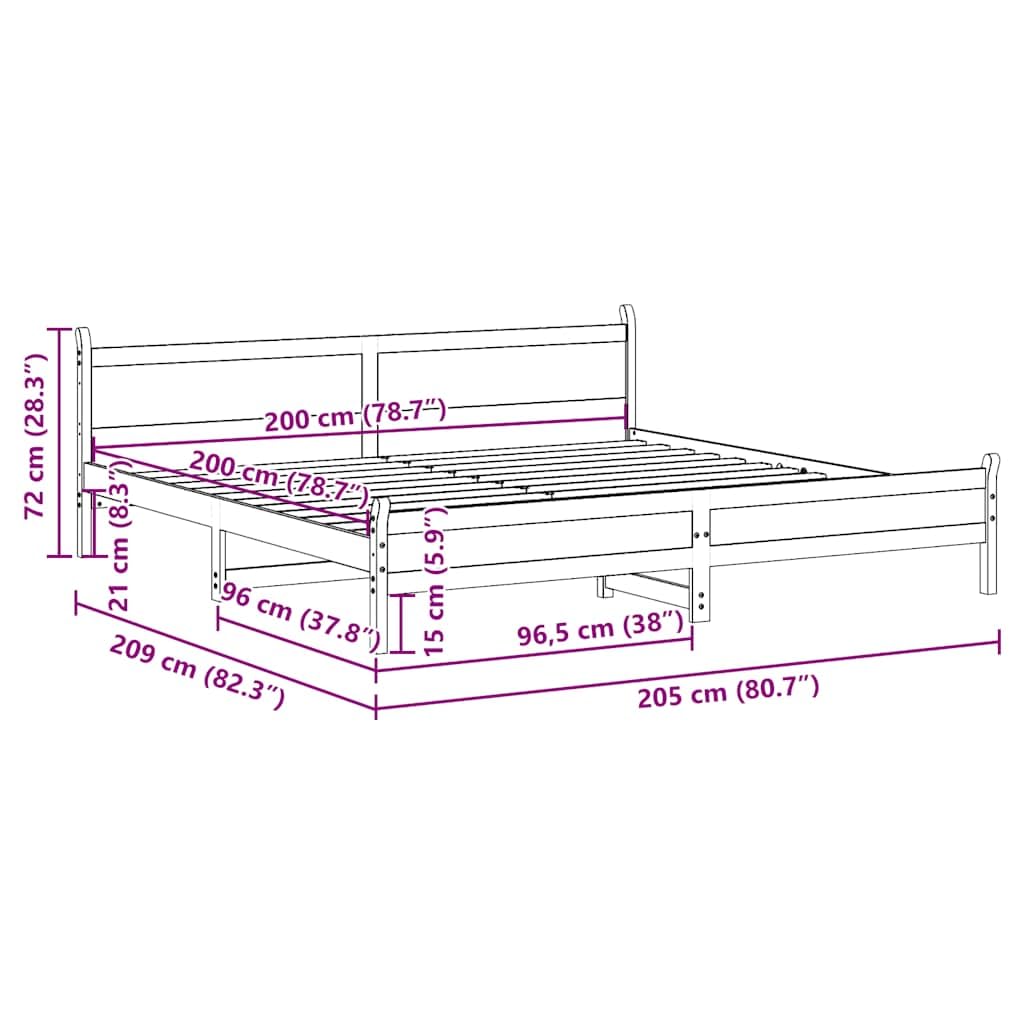 vidaXL Massivholzbett ohne Matratze Weiß 200x200 cm Kiefernholz